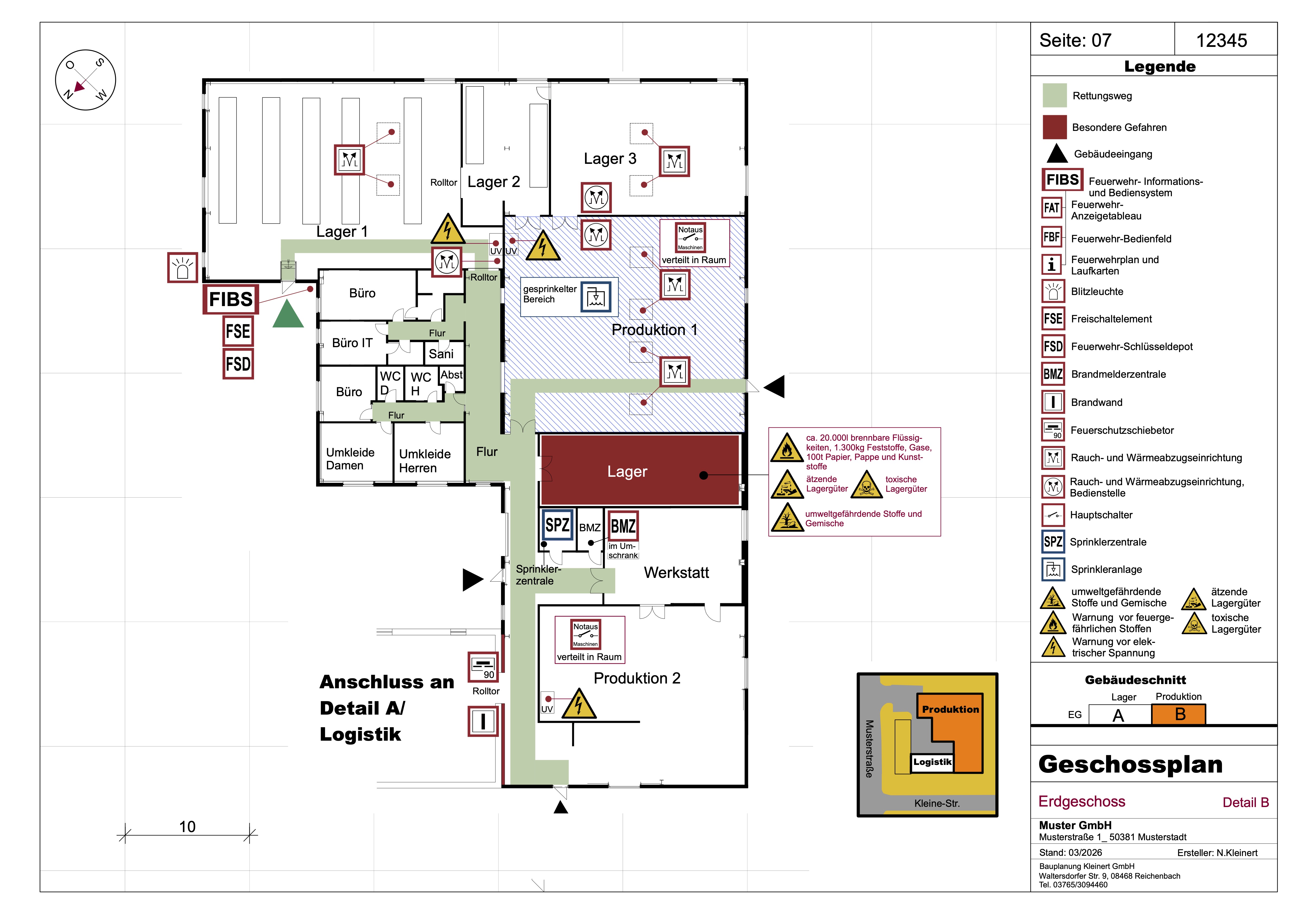 Feuerwehrplan Mustergebäude